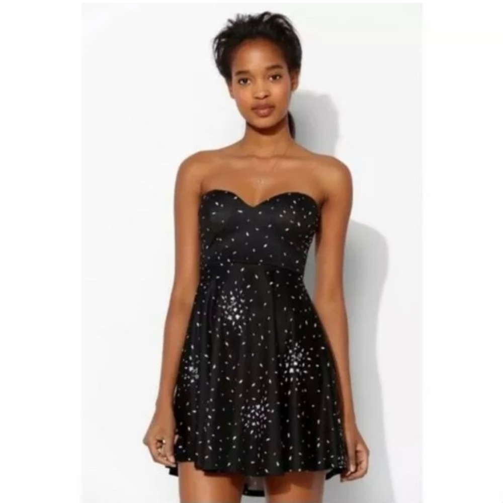Urban Outfitters Pins and Needles Strapless Black Floral Dress Size S